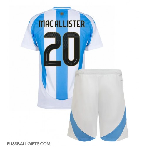 Argentinien Alexis Mac Allister #20 Fußballbekleidung Heimtrikot Kinder Copa America 2024 Kurzarm (+ kurze hosen)